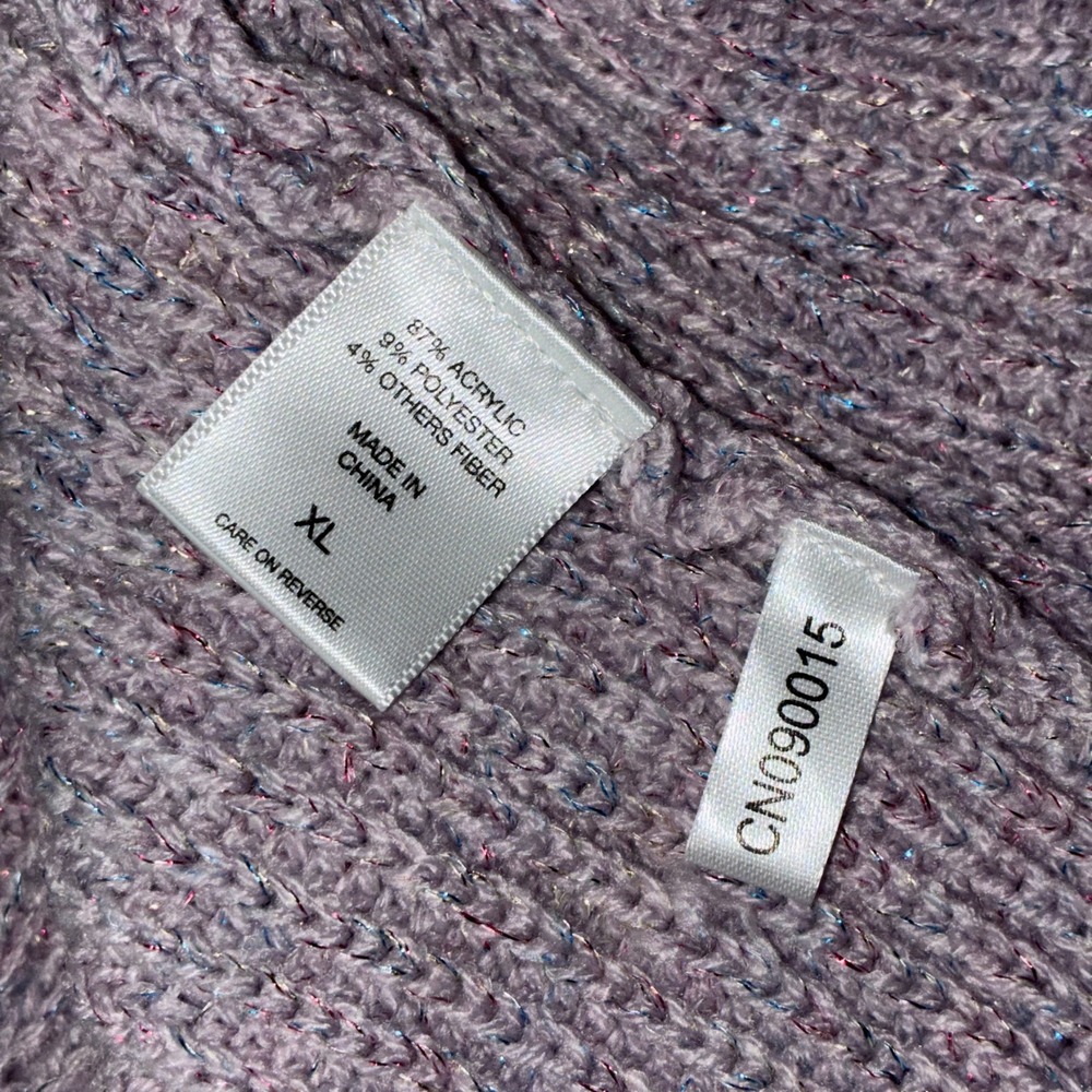 SOHO New York & Co Womens XL Purple Shimmer Knit Oversized Sweater - Picture 5 of 7